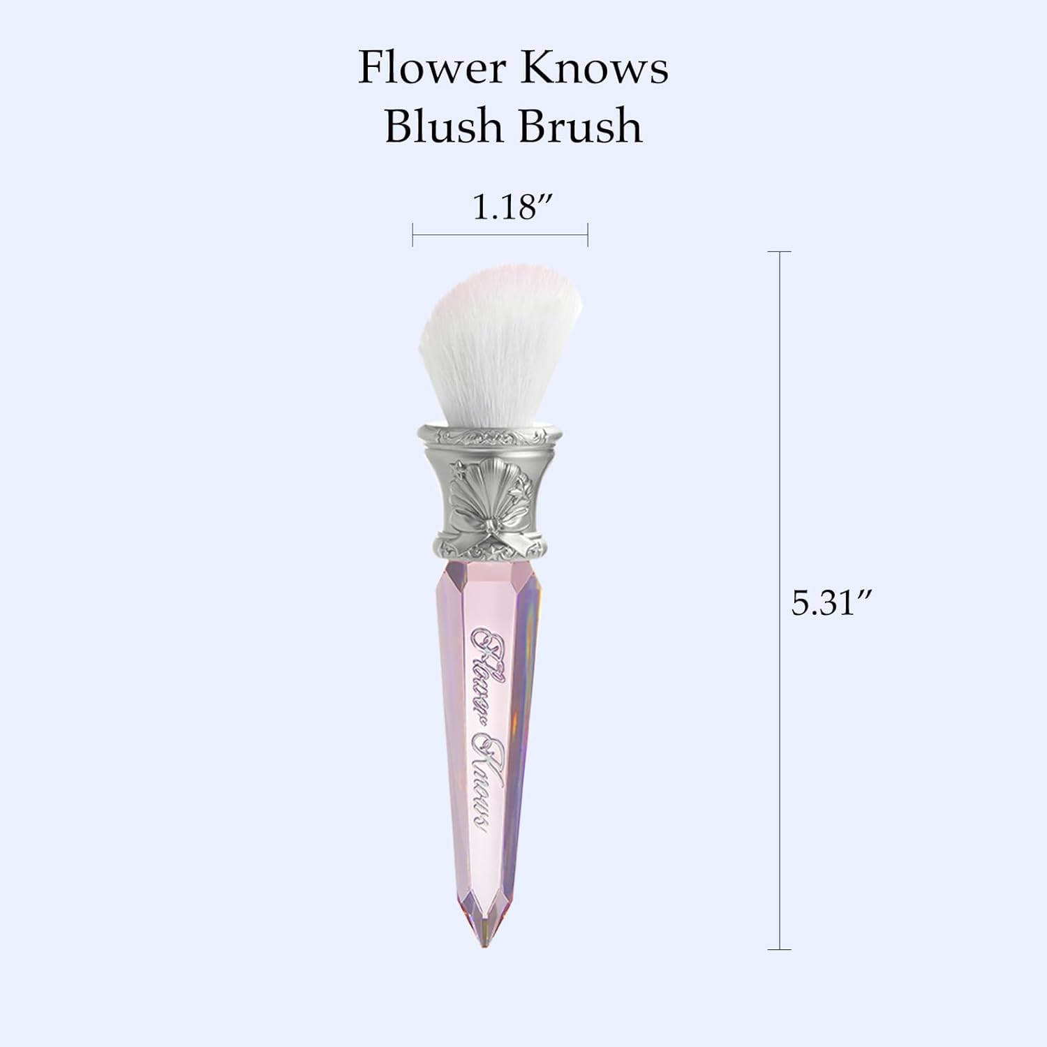 Flower Knows Shell's Jewel Angled Blush Brush,Soft Powder Blush Brush For Cheeks,Face Makeup Brush For A Sculpted Look,Lightweihgt,Vegan & Cruelty-Free(Crystal Pink)
