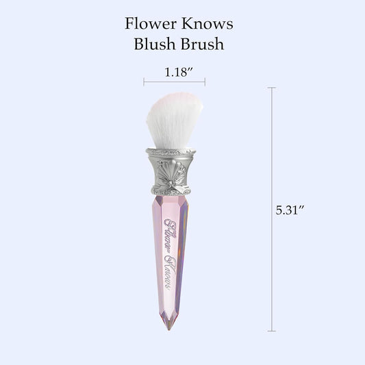 Flower Knows Shell's Jewel Angled Blush Brush,Soft Powder Blush Brush For Cheeks,Face Makeup Brush For A Sculpted Look,Lightweihgt,Vegan & Cruelty-Free(Crystal Pink)