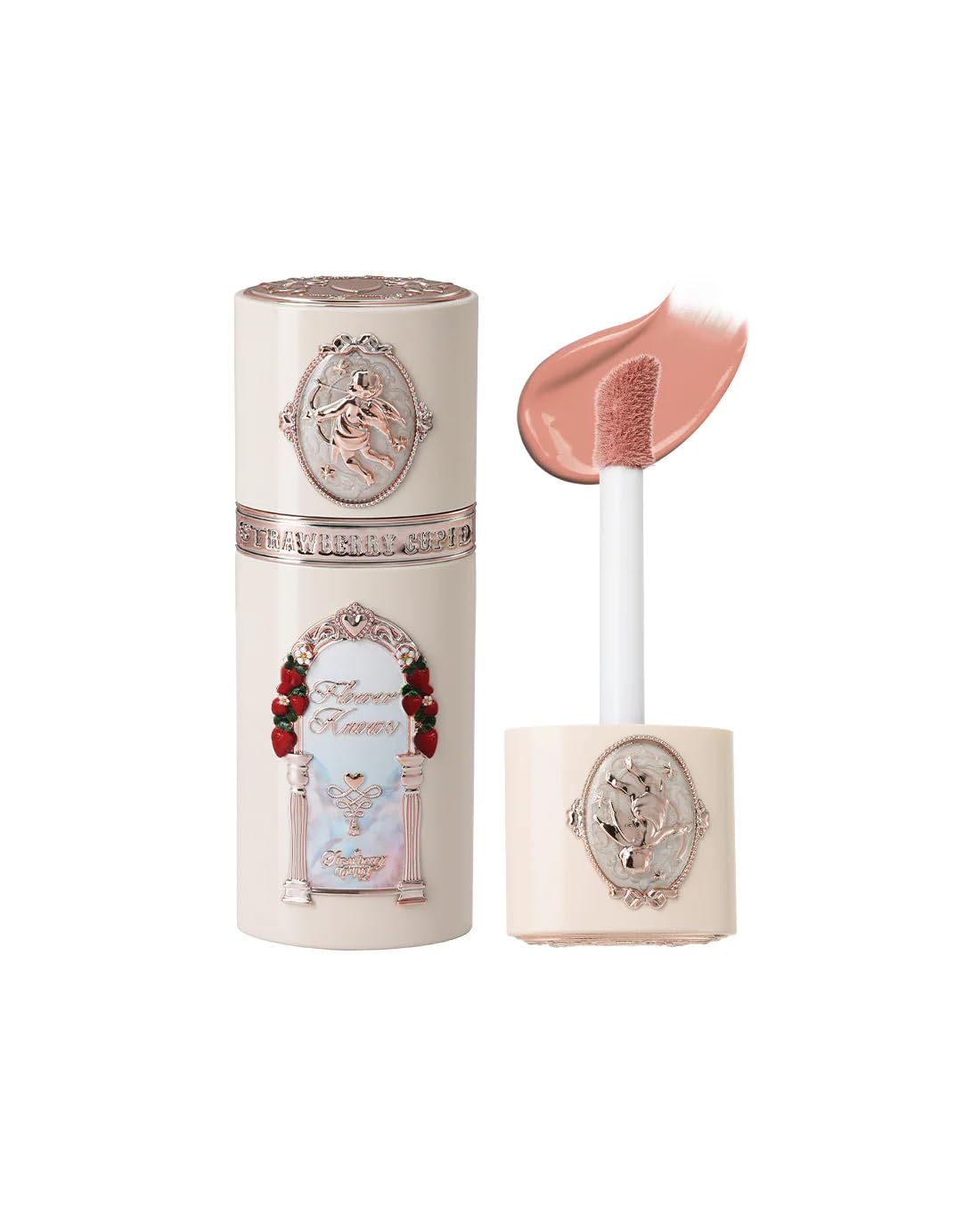 Flower Knows Strawberry Cupid All Day Glow Liquid Blush,Water- & Sweat-Resistant Blush for Cheeks,Blendable Dewy Finish with Hydrating Formula (01 Frosty Strawberry,0.25 Fl Oz)