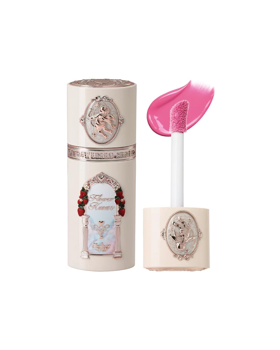 Flower Knows Strawberry Cupid All Day Glow Liquid Blush,Water- & Sweat-Resistant Blush for Cheeks,Blendable Dewy Finish with Hydrating Formula (01 Frosty Strawberry,0.25 Fl Oz)
