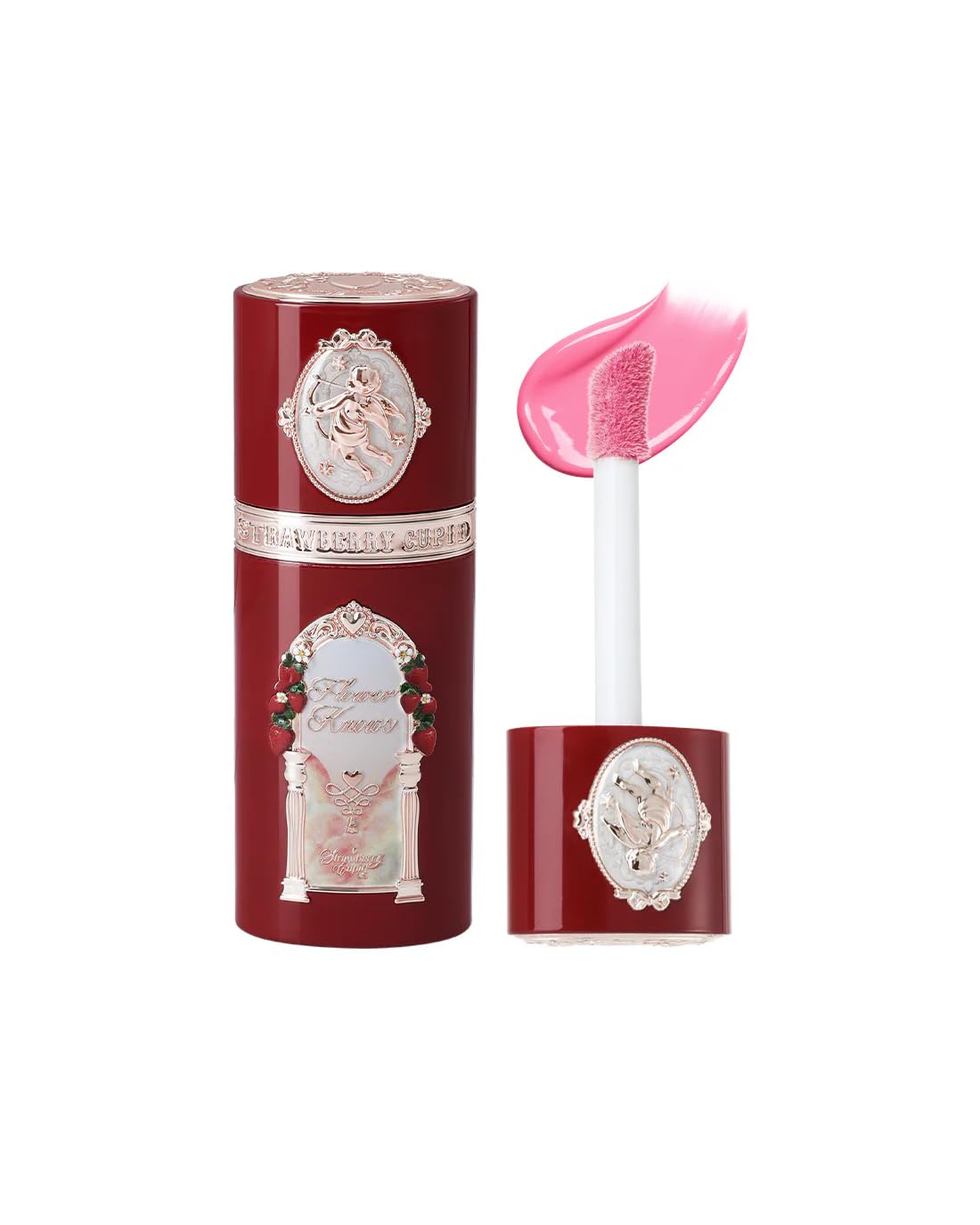 Flower Knows Strawberry Cupid All Day Glow Liquid Blush,Water- & Sweat-Resistant Blush for Cheeks,Blendable Dewy Finish with Hydrating Formula (01 Frosty Strawberry,0.25 Fl Oz)