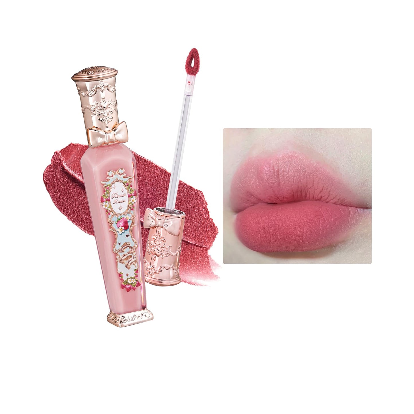 Flower Knows Strawberry Rococo Cloud Lip Cream,Velvety Matte Liquid Lipstick,Red Lipstick,Long Lasting Lip Stain,Kiss-proof Blurred Lipstick for Girls&Women,0.12 Fl Oz(S08 Velvet Redwood)