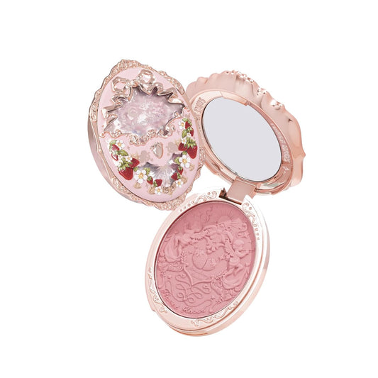 Flower Knows Strawberry Rococo Embossed Blush;Pink Matte Finish;Buildable & Blendable Powder Blush for cheeks,Natural Flush for All Skin Tones(03 Classic Ballet, 5g)