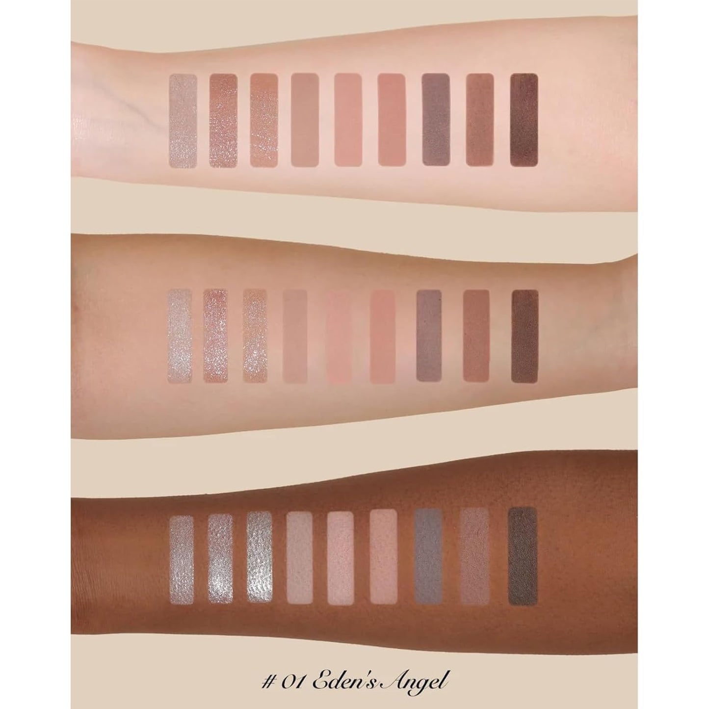 Flower Knows Little Angel 9-Color Eyeshadow Palette - 6 Matte+3 Shimmer Neutral Shades,Long-lasting,Easy-to-apply & Highly Pigmented Goth Eye Shadow(01 Edens Angel,0.37 Oz)