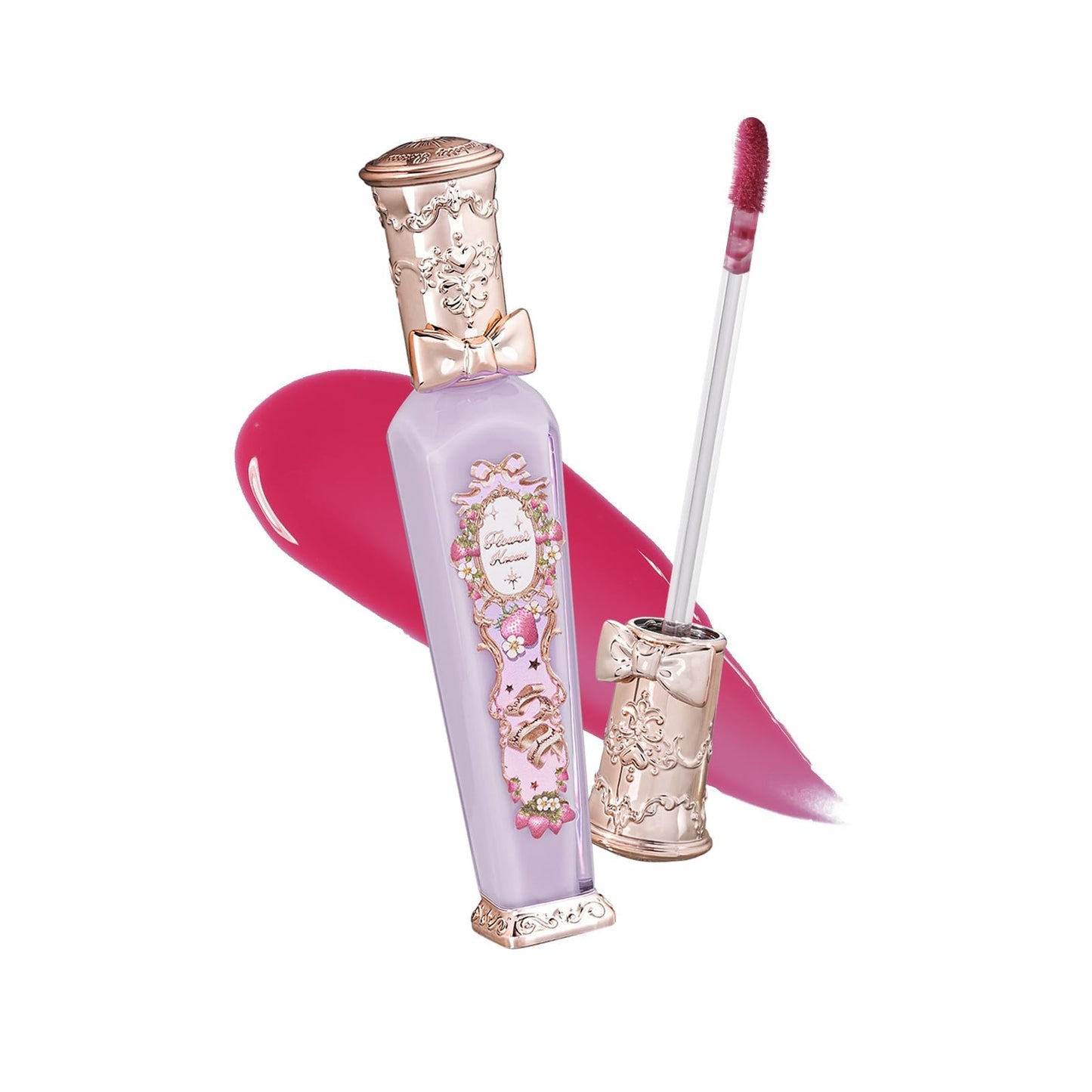 Flower Knows Violet Strawberry Rococo Glowy Lip Gloss,Moisturizing Shine Lip Oil,Hydrating Glitter Lip Plumper Makeup for Girls&Women,Vegan & Cruelty-Free,0.12 Fl Oz,1 Count(G02 Rasberry Booze)