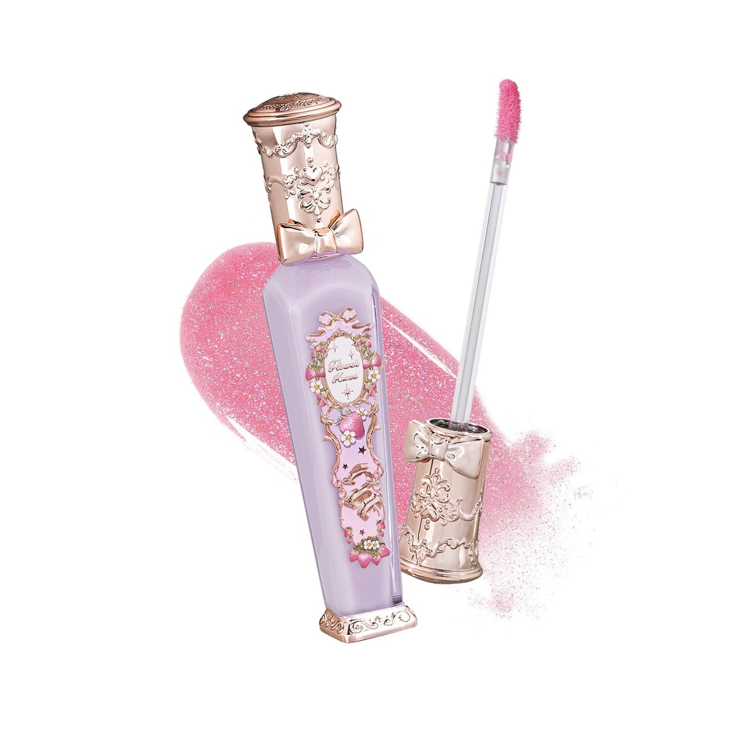 Flower Knows Violet Strawberry Rococo Glowy Lip Gloss,Moisturizing Shine Lip Oil,Hydrating Glitter Lip Plumper Makeup for Girls&Women,Vegan & Cruelty-Free,0.12 Fl Oz,1 Count(G02 Rasberry Booze)
