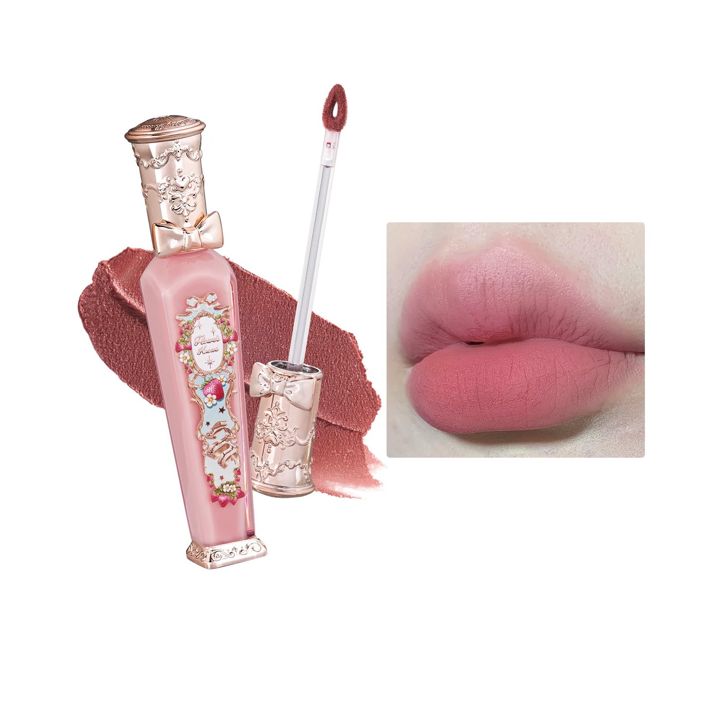 Flower Knows Strawberry Rococo Cloud Lip Cream,Velvety Matte Liquid Lipstick,Red Lipstick,Long Lasting Lip Stain,Kiss-proof Blurred Lipstick for Girls&Women,0.12 Fl Oz(S08 Velvet Redwood)