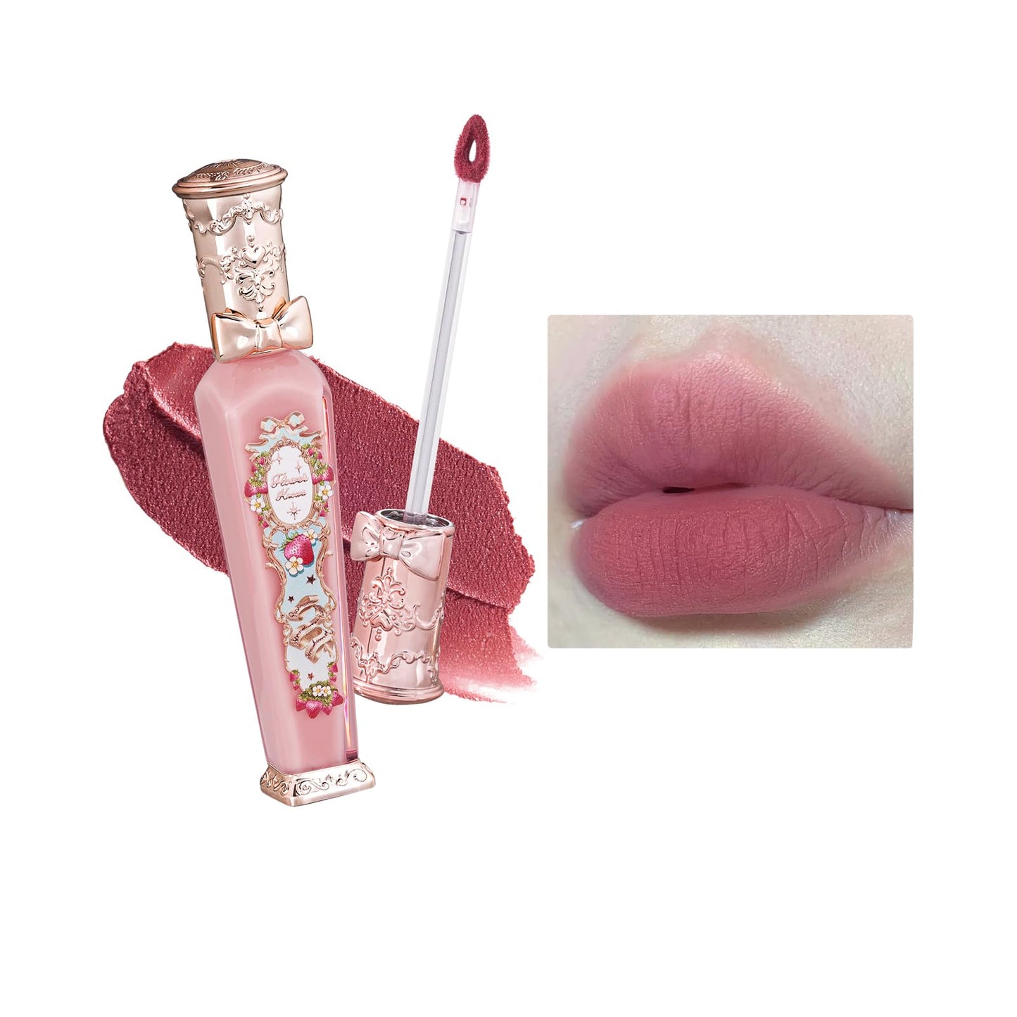 Flower Knows Strawberry Rococo Cloud Lip Cream,Velvety Matte Liquid Lipstick,Red Lipstick,Long Lasting Lip Stain,Kiss-proof Blurred Lipstick for Girls&Women,0.12 Fl Oz(S08 Velvet Redwood)