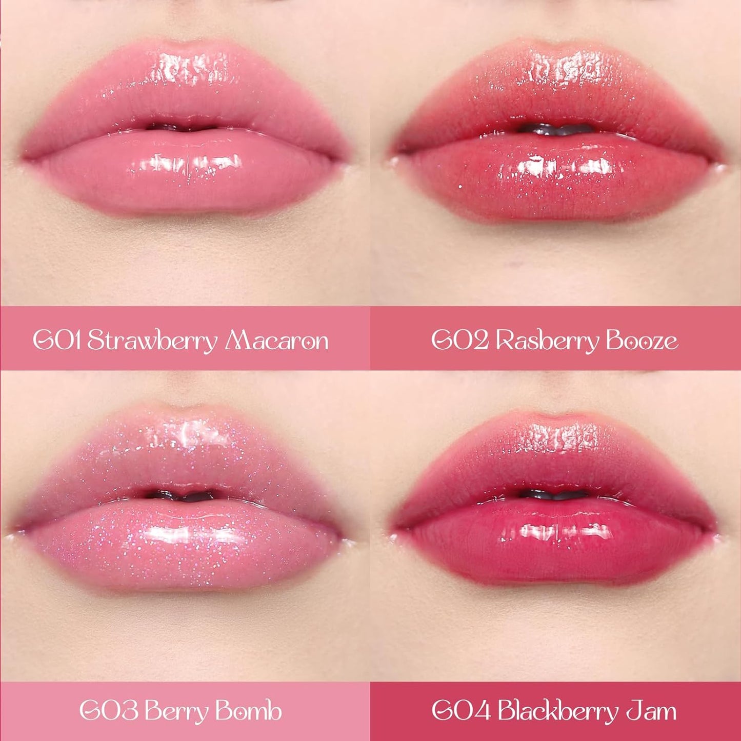Flower Knows Violet Strawberry Rococo Glowy Lip Gloss,Moisturizing Shine Lip Oil,Hydrating Glitter Lip Plumper Makeup for Girls&Women,Vegan & Cruelty-Free,0.12 Fl Oz,1 Count(G02 Rasberry Booze)