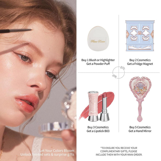 Flower Knows Strawberry Cupid Makeup Palette,Eyeshadow,Blush,Highlighting & Contour All-in-One Face Makeup Palette with 4 Matte+3 Shimmer Pink Shades(S02 Cupid's Mischief,0.49 Oz)