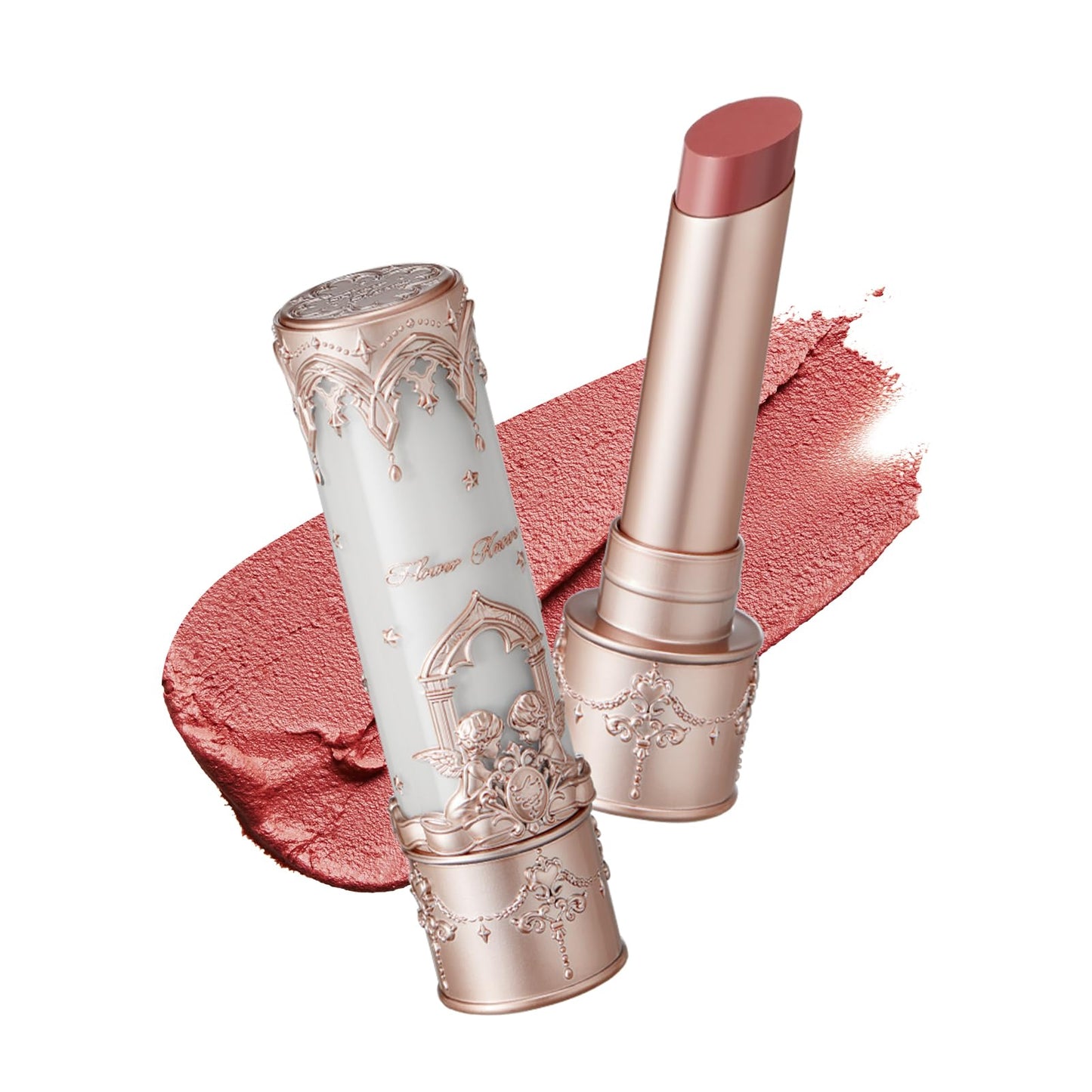 Flower Knows Little Angel Matte Lipstick,Super Soft & Ultra Silky Lip Mud Stick,Long Lasting & Moisturizing Vegan Lip Makeup for Girls&Women,Velvety Brown Finish(C09 Dark Angel)