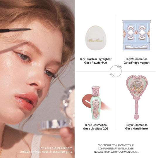 Flower Knows Strawberry Cupid Hand Mirror,Vintage Handheld Mirror,Fancy & Pretty Princess Mirror with Long Handle,Gift for Girls & Women(Milk Pink)