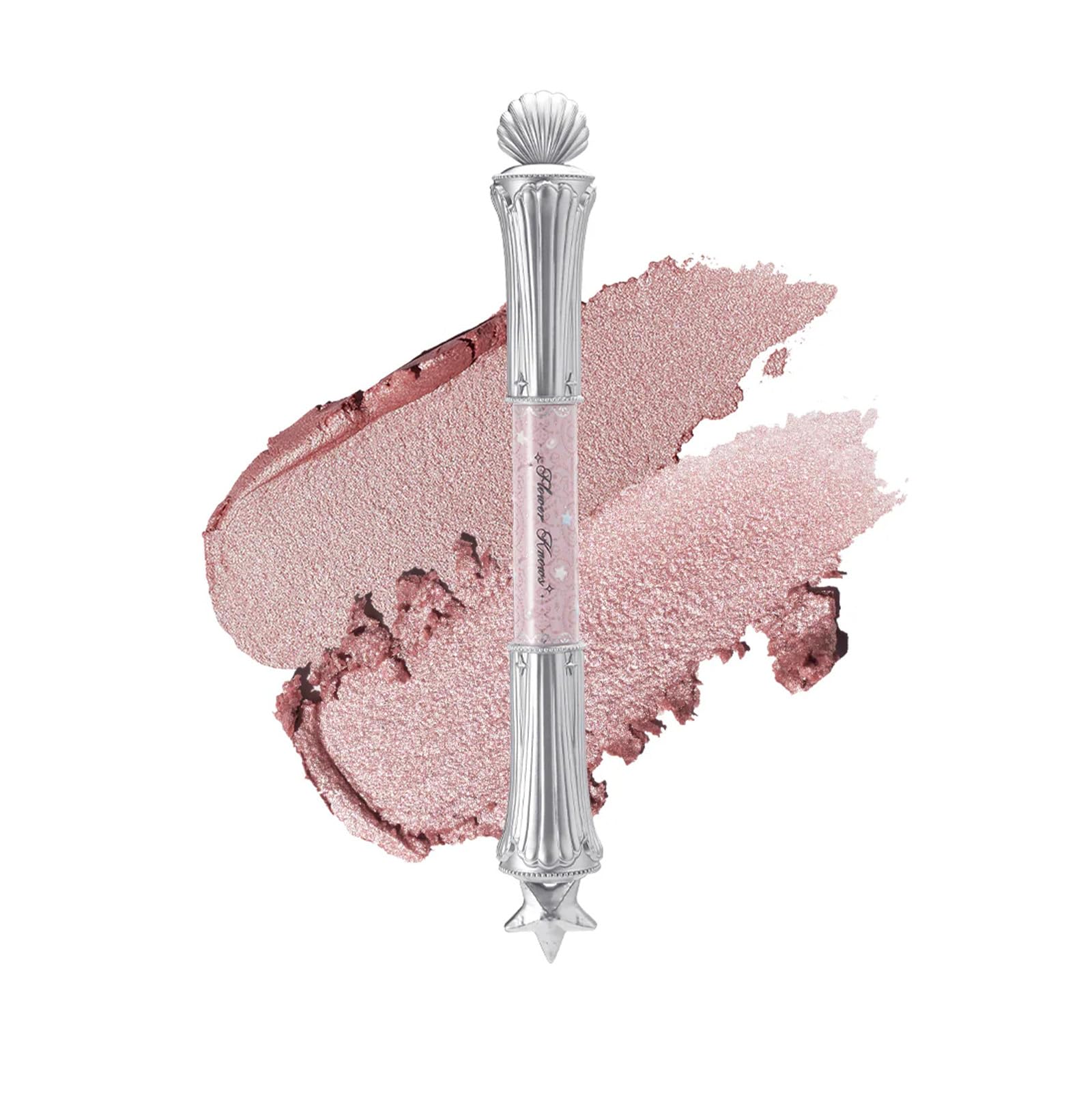 Flower Knows Shell's Jewel 2-in-1 Under Eye Highlighter Stick,Smudge-Proof Creamy Shimmer EyeShadow Stick,Dual-Color Highlighter,Convenient Multi-Use Makeup Pencil,(01 Vanilla White)