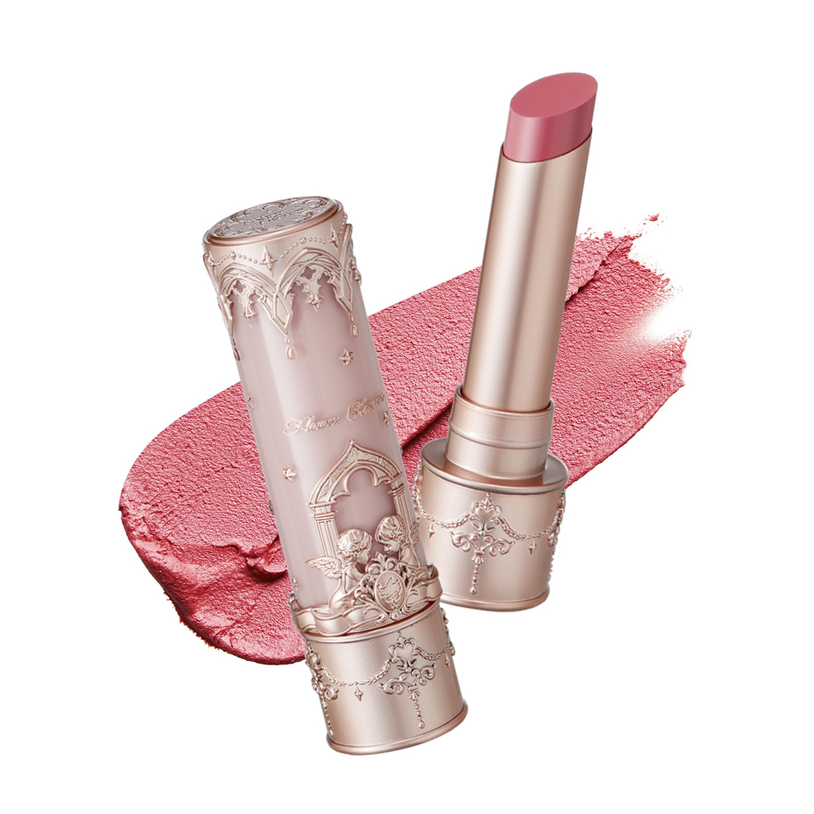 Flower Knows Little Angel Matte Lipstick,Super Soft & Ultra Silky Lip Mud Stick,Long Lasting & Moisturizing Vegan Lip Makeup for Girls&Women,Velvety Brown Finish(C09 Dark Angel)