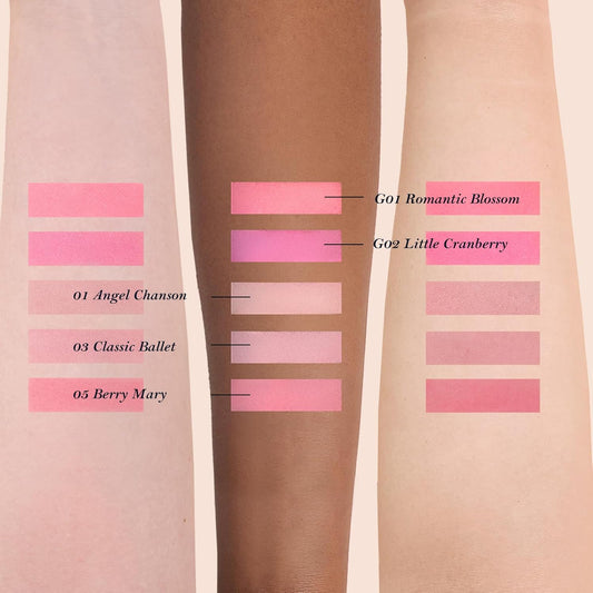 Flower Knows Strawberry Rococo Embossed Blush;Pink Matte Finish;Buildable & Blendable Powder Blush for cheeks,Natural Flush for All Skin Tones(03 Classic Ballet, 5g)