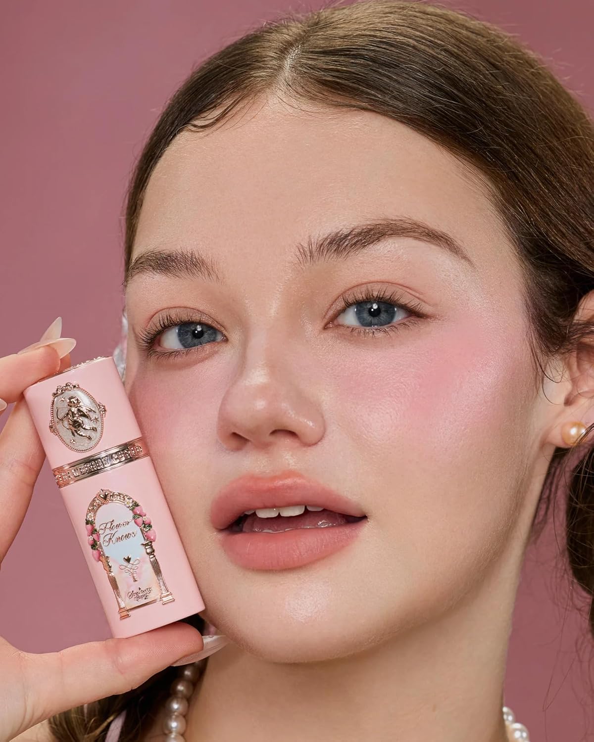 Flower Knows Strawberry Cupid All Day Glow Liquid Blush,Water- & Sweat-Resistant Blush for Cheeks,Blendable Dewy Finish with Hydrating Formula (01 Frosty Strawberry,0.25 Fl Oz)
