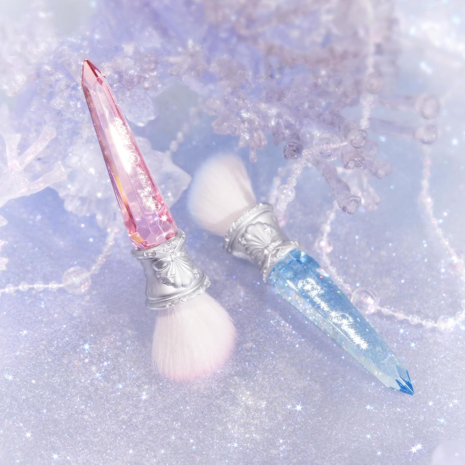 Flower Knows Shell's Jewel Angled Blush Brush,Soft Powder Blush Brush For Cheeks,Face Makeup Brush For A Sculpted Look,Lightweihgt,Vegan & Cruelty-Free(Crystal Pink)