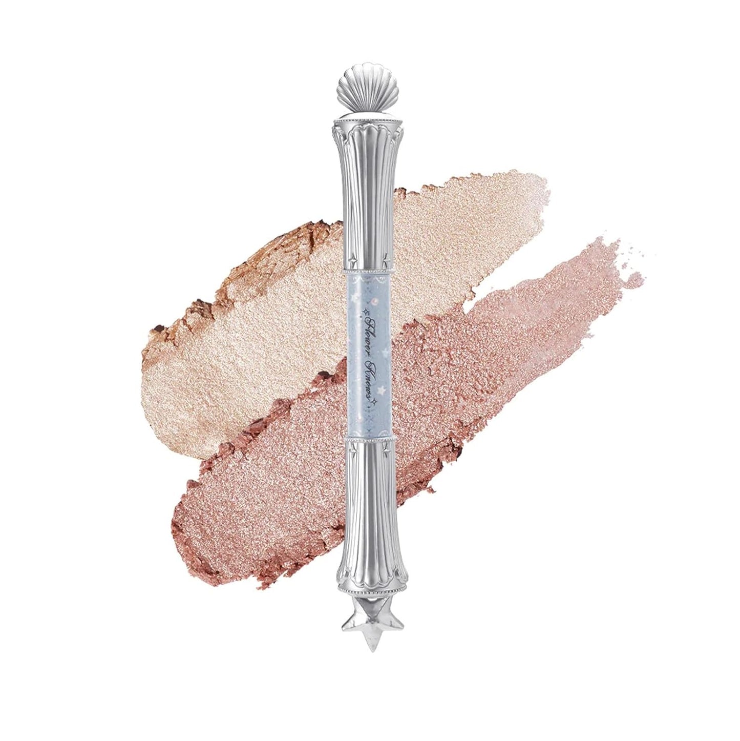 Flower Knows Shell's Jewel 2-in-1 Under Eye Highlighter Stick,Smudge-Proof Creamy Shimmer EyeShadow Stick,Dual-Color Highlighter,Convenient Multi-Use Makeup Pencil,(01 Vanilla White)