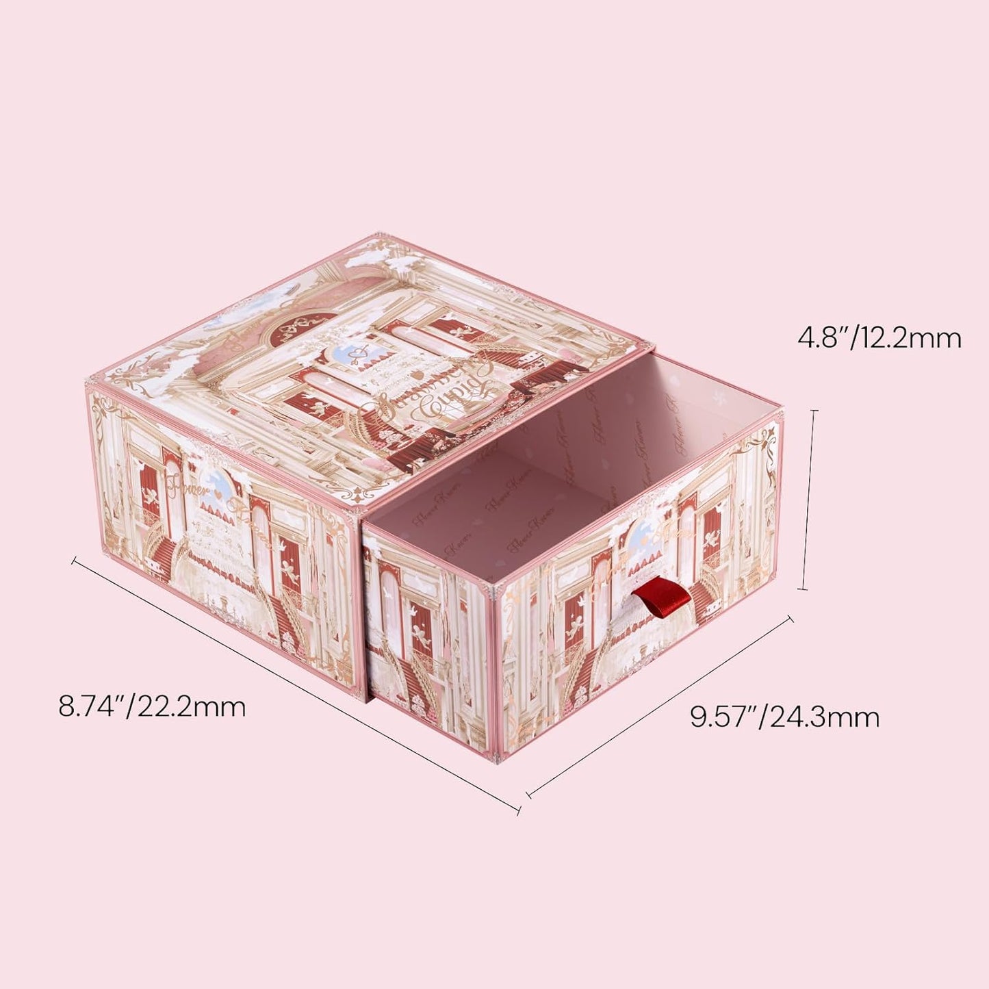 Flower Knows Strawberry Cupid 12-Piece Makeup Gift Box Set,Lip Cream×2+Liquid Blush×2+Makeup Palette×1+Hand Mirror×1+Solid Perfume×1+Hair Clip×1+Cushion Powder Puff×2+Eyeshadow Brush×1+Gift Box×1