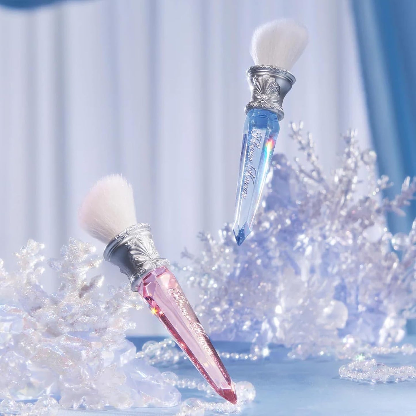 Flower Knows Shell's Jewel Angled Blush Brush,Soft Powder Blush Brush For Cheeks,Face Makeup Brush For A Sculpted Look,Lightweihgt,Vegan & Cruelty-Free(Crystal Pink)