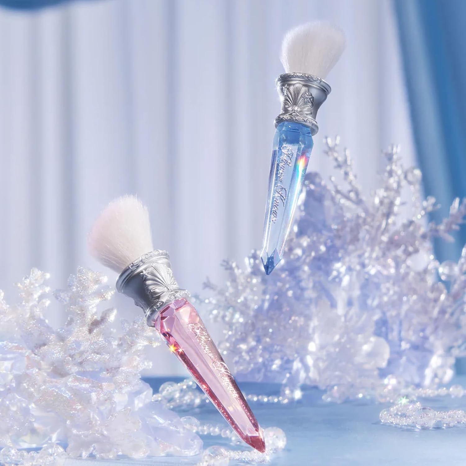 Flower Knows Shell's Jewel Angled Blush Brush,Soft Powder Blush Brush For Cheeks,Face Makeup Brush For A Sculpted Look,Lightweihgt,Vegan & Cruelty-Free(Crystal Pink)