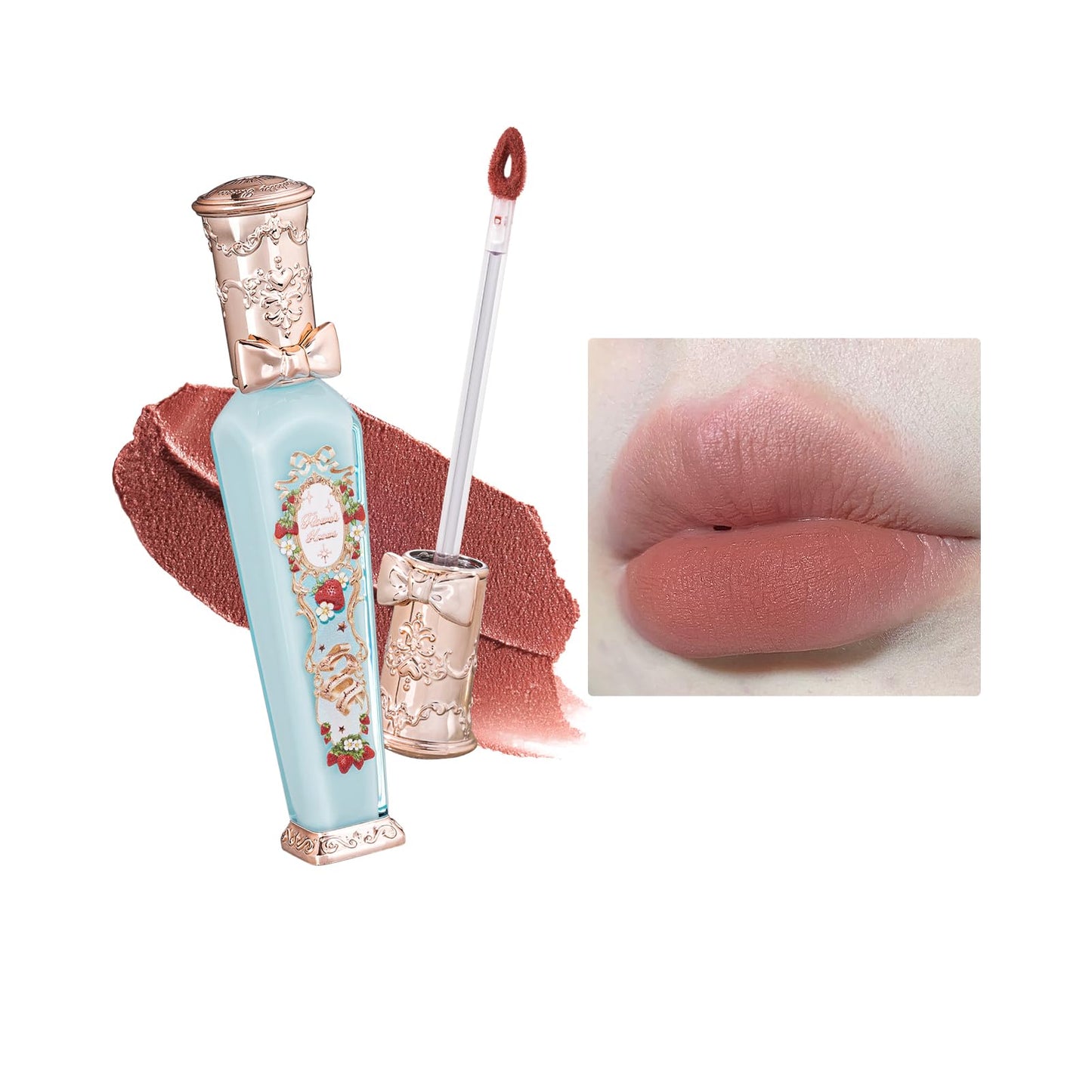 Flower Knows Strawberry Rococo Cloud Lip Cream,Velvety Matte Liquid Lipstick,Red Lipstick,Long Lasting Lip Stain,Kiss-proof Blurred Lipstick for Girls&Women,0.12 Fl Oz(S08 Velvet Redwood)